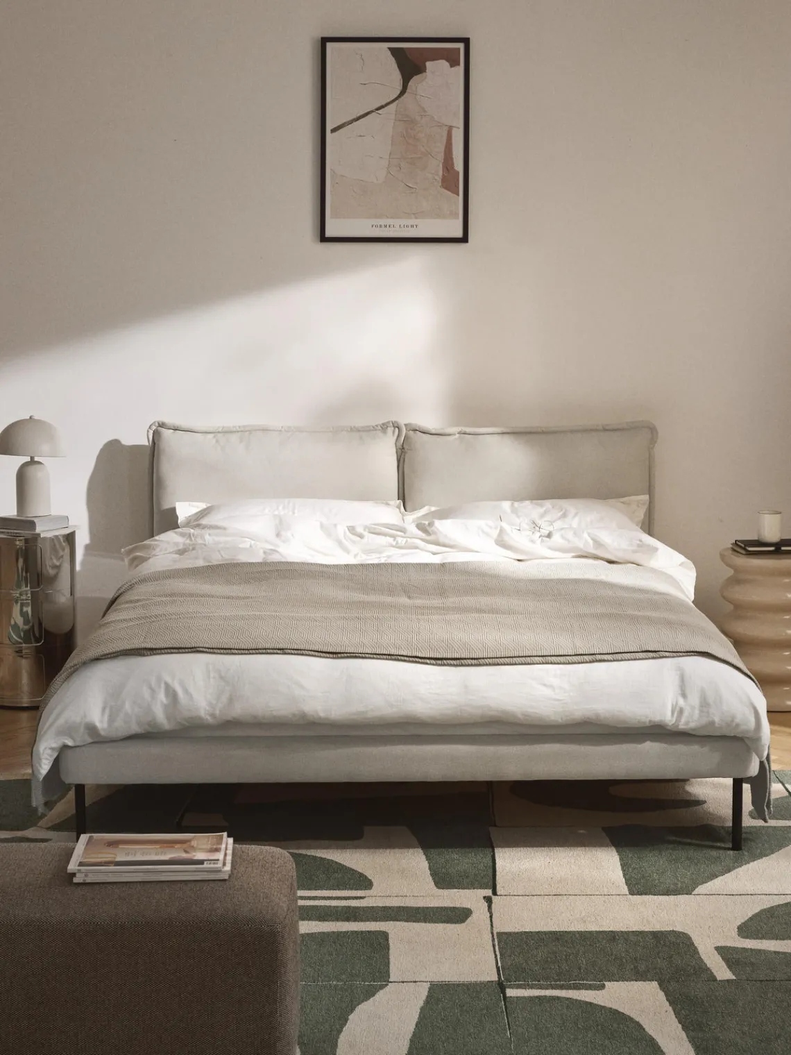 Camas Tapizadas|Camas>Westwing Collection Cama tapizada Amelia Tejido fino beige claro