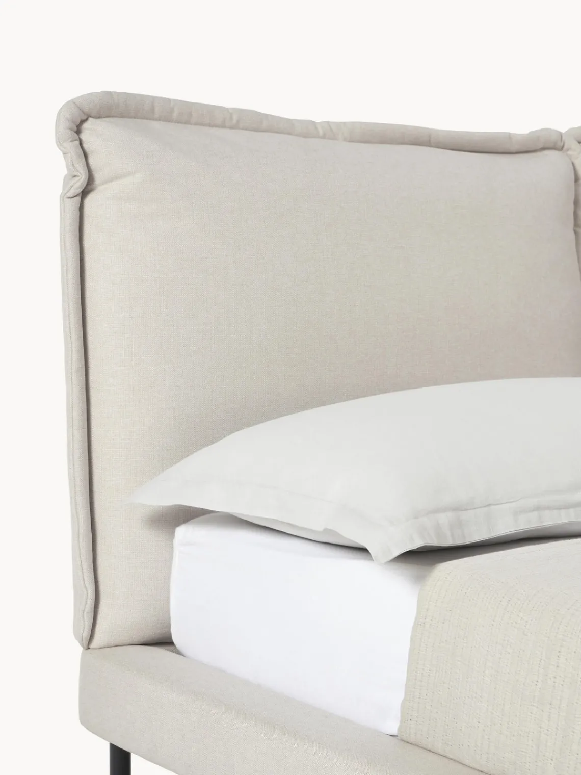 Camas Tapizadas|Camas>Westwing Collection Cama tapizada Amelia Tejido fino beige claro