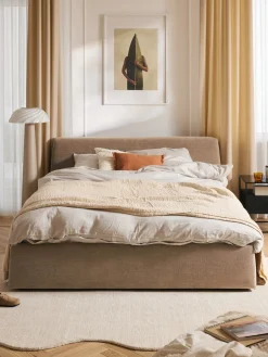 Camas Tapizadas|Camas>Westwing Collection Cama tapizada Cloud Tejido aterciopelado marrón