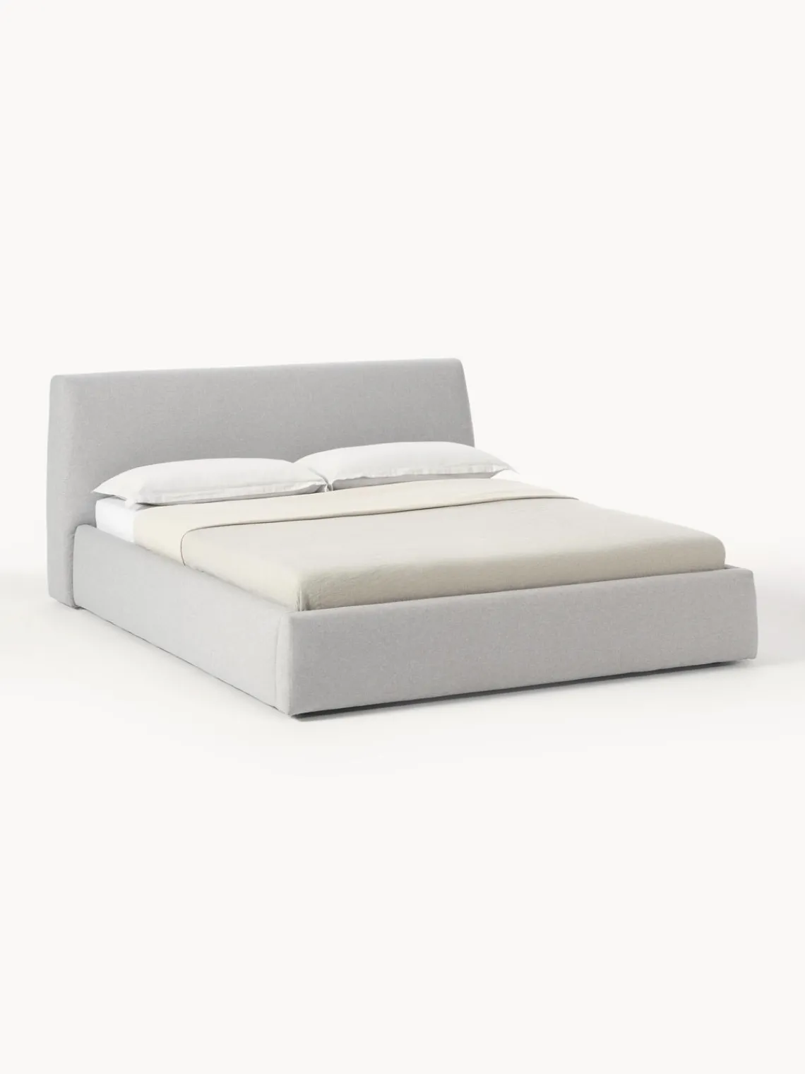 Camas Tapizadas|Camas>Westwing Collection Cama tapizada con espacio de almacenamiento Cloud Tejido fino gris claro