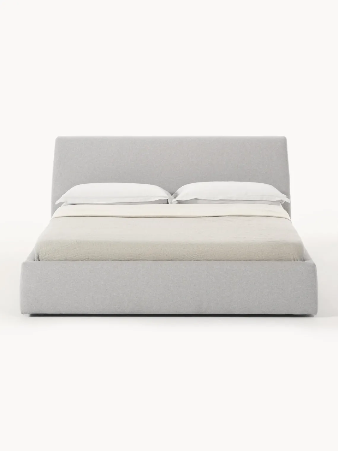 Camas Tapizadas|Camas>Westwing Collection Cama tapizada con espacio de almacenamiento Cloud Tejido fino gris claro