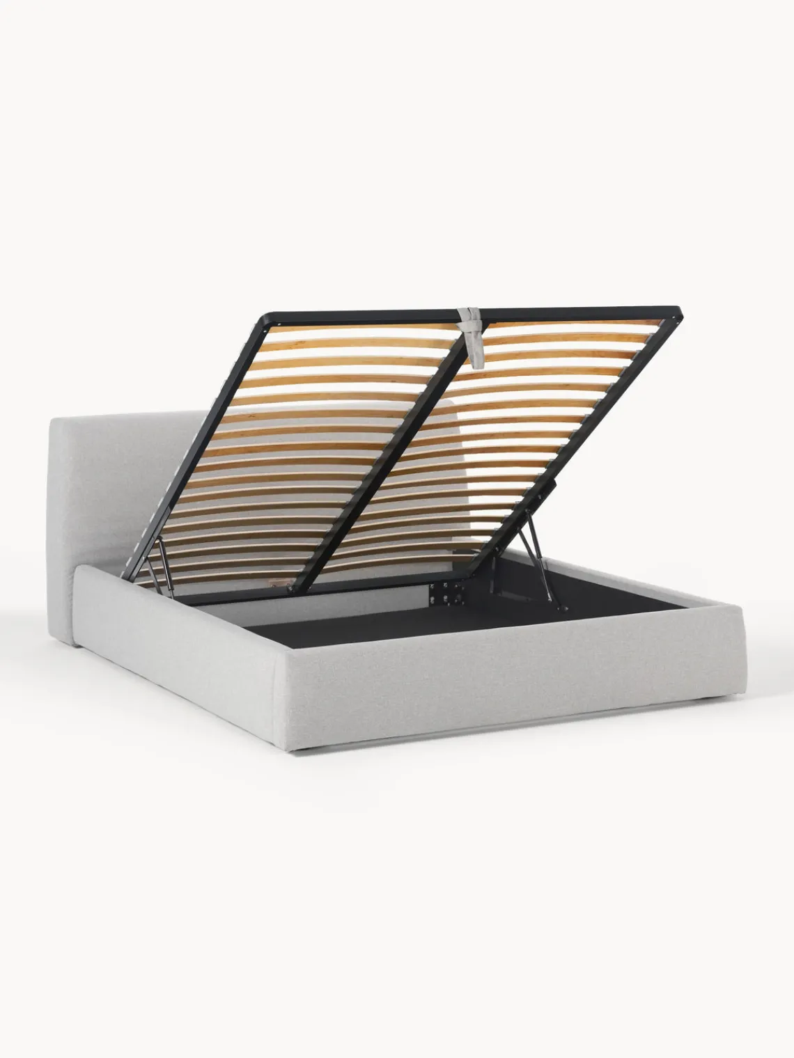 Camas Tapizadas|Camas>Westwing Collection Cama tapizada con espacio de almacenamiento Cloud Tejido fino gris claro