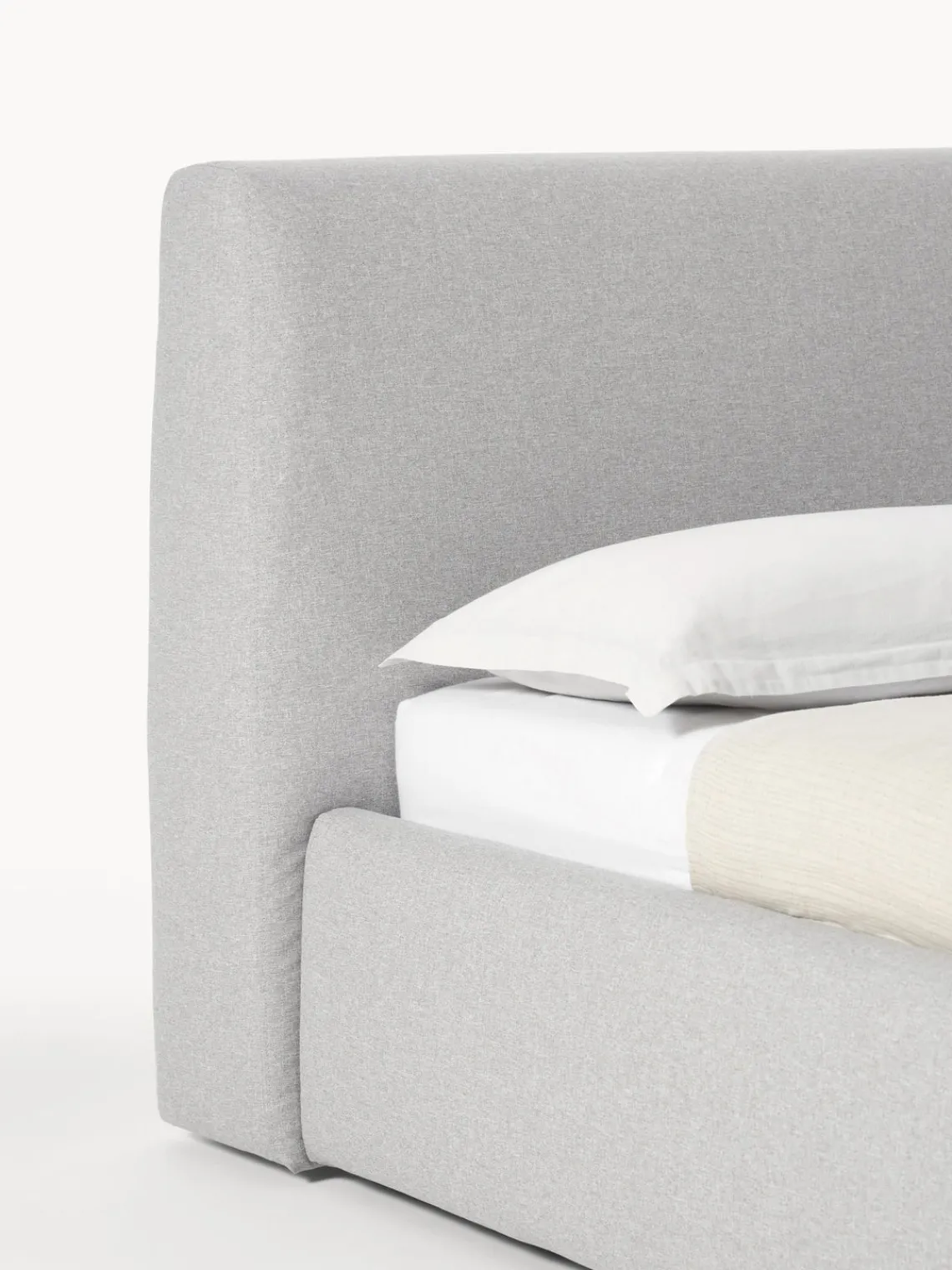 Camas Tapizadas|Camas>Westwing Collection Cama tapizada con espacio de almacenamiento Cloud Tejido fino gris claro