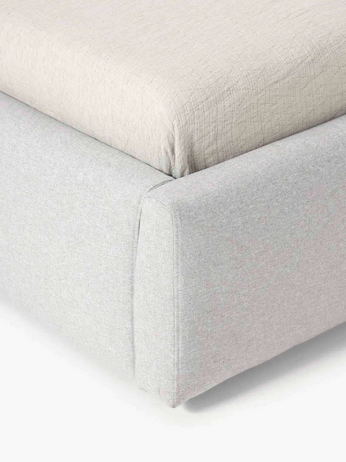 Camas Tapizadas|Camas>Westwing Collection Cama tapizada con espacio de almacenamiento Cloud Tejido fino gris claro