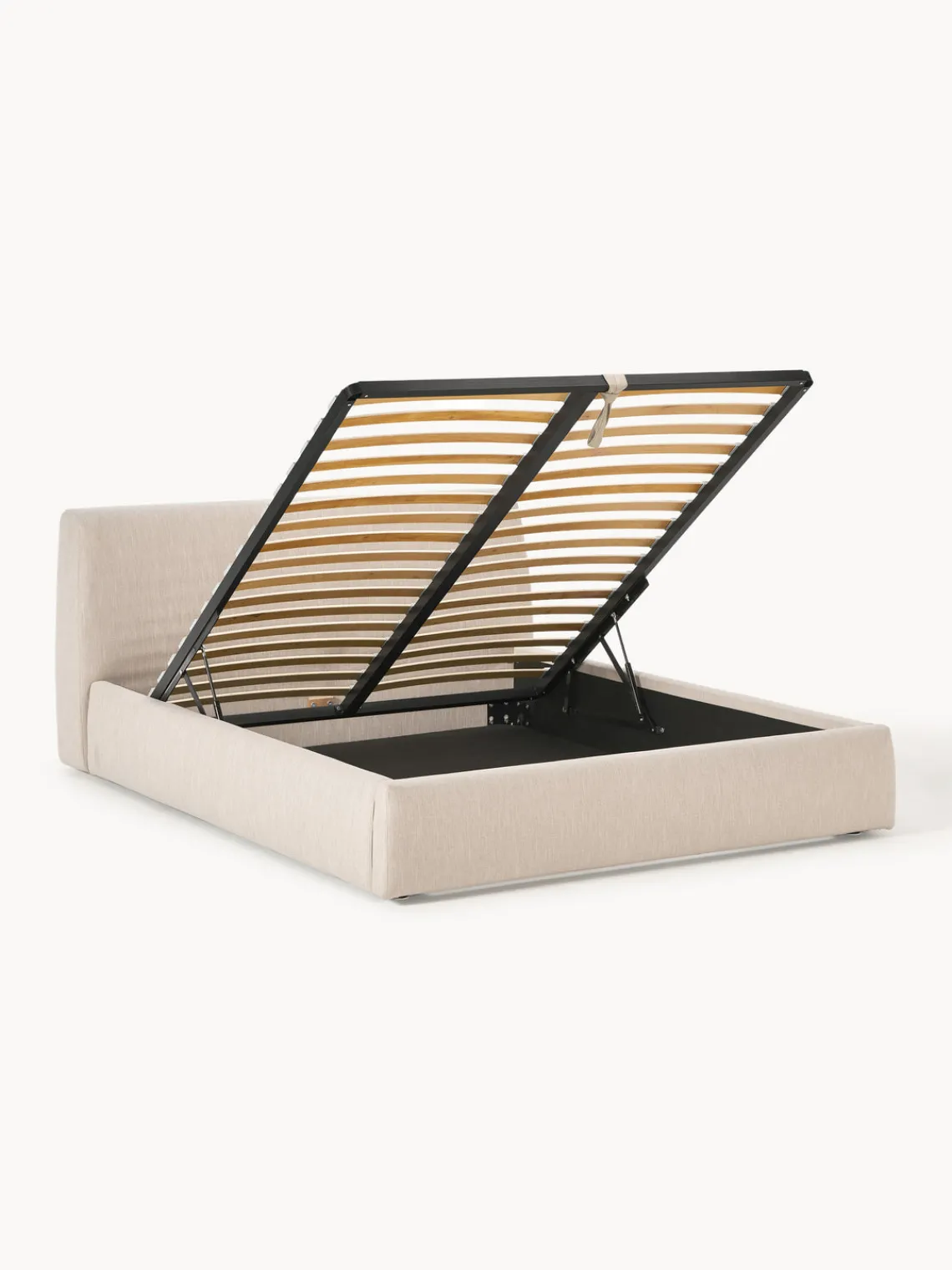 Camas Tapizadas|Camas>Westwing Collection Cama tapizada con espacio de almacenamiento Cloud Tejido beige jaspeado