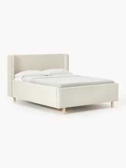 Camas Tapizadas|Camas>Westwing Collection Cama tapizada con espacio de almacenamiento Arche Tejido blanco Off White