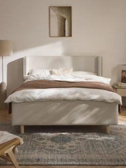Camas Tapizadas|Camas>Westwing Collection Cama tapizada con espacio de almacenamiento Arche Tejido blanco Off White
