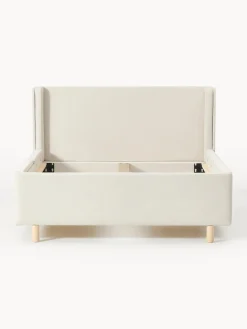 Camas Tapizadas|Camas></noscript>Westwing Collection Cama tapizada con espacio de almacenamiento Arche Tejido blanco Off White