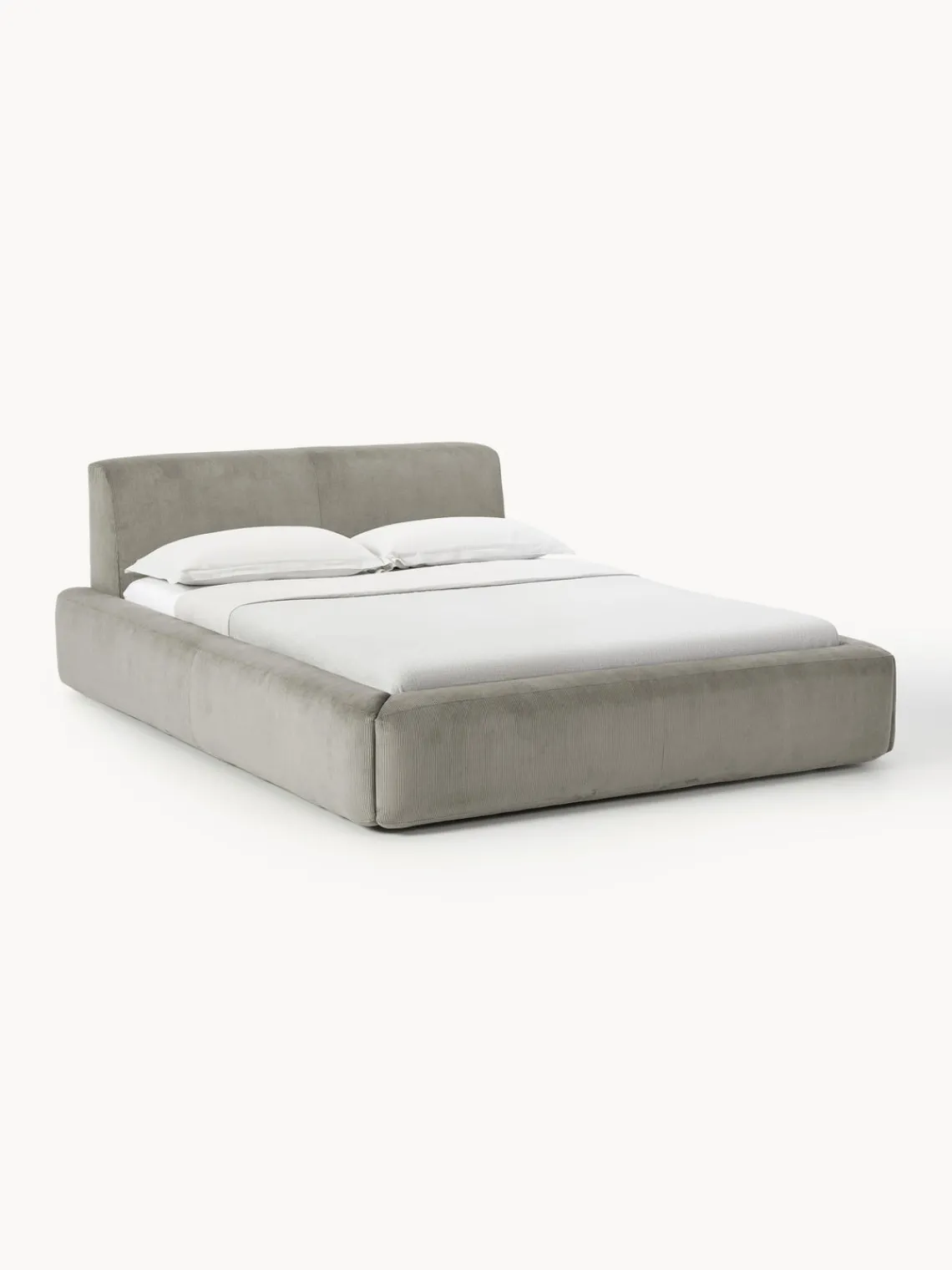 Camas Tapizadas|Camas>Westwing Collection Cama tapizada con espacio de almacenamiento Melva Pana gris