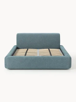Camas Tapizadas|Camas></noscript>Westwing Collection Cama tapizada con espacio de almacenamiento Melva Tejido azul petróleo