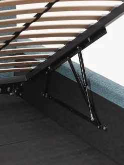 Camas Tapizadas|Camas></noscript>Westwing Collection Cama tapizada con espacio de almacenamiento Melva Tejido azul petróleo