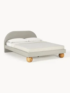 Discount Cama tapizada con patas esfericas de madera Rena Camas Tapizadas|Camas