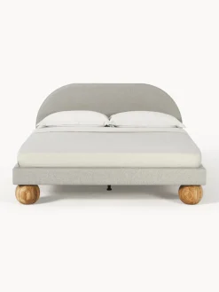 Discount Cama tapizada con patas esfericas de madera Rena Camas Tapizadas|Camas