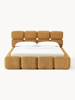 Outlet Cama tapizada de boreguillo bouclé con espacio de almacenamiento Tayla Camas Tapizadas|Camas