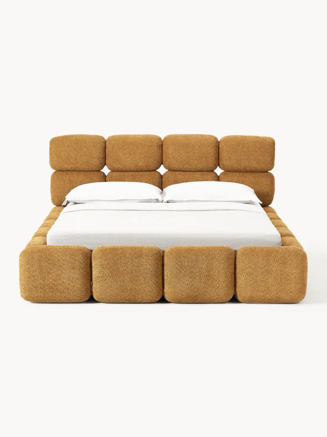 Outlet Cama tapizada de boreguillo bouclé con espacio de almacenamiento Tayla Camas Tapizadas|Camas