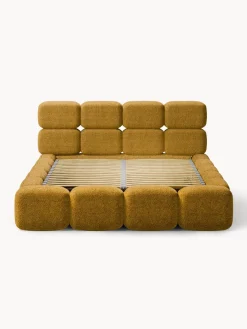 Outlet Cama tapizada de boreguillo bouclé con espacio de almacenamiento Tayla Camas Tapizadas|Camas