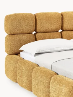 Outlet Cama tapizada de boreguillo bouclé con espacio de almacenamiento Tayla Camas Tapizadas|Camas