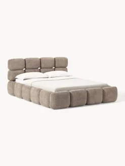 Best Cama tapizada de boreguillo bouclé con espacio de almacenamiento Tayla Camas Tapizadas|Camas