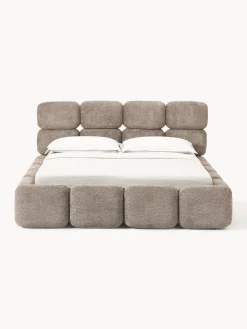 Best Cama tapizada de boreguillo bouclé con espacio de almacenamiento Tayla Camas Tapizadas|Camas