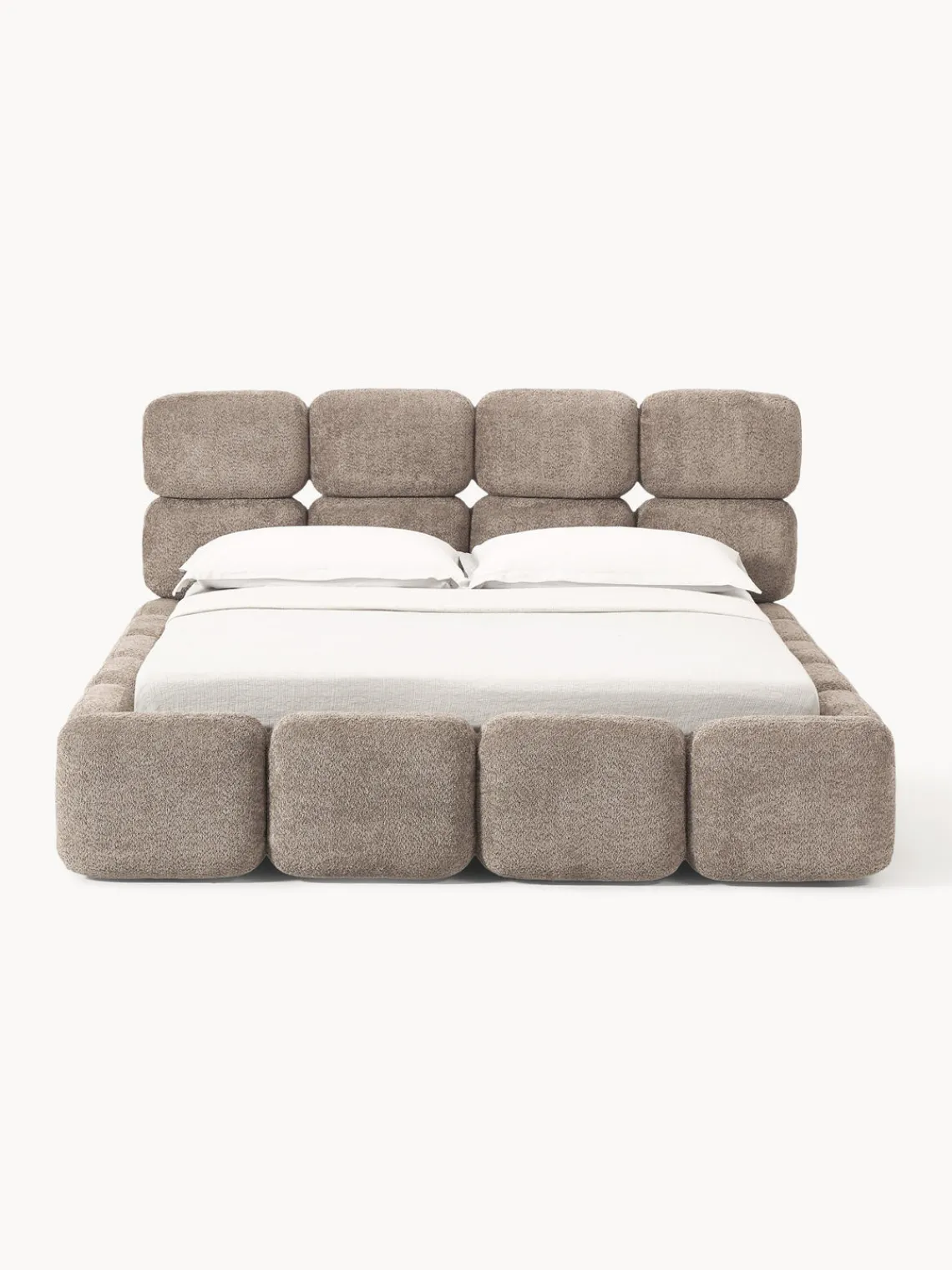 Best Cama tapizada de boreguillo bouclé con espacio de almacenamiento Tayla Camas Tapizadas|Camas