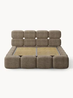 Best Cama tapizada de boreguillo bouclé con espacio de almacenamiento Tayla Camas Tapizadas|Camas