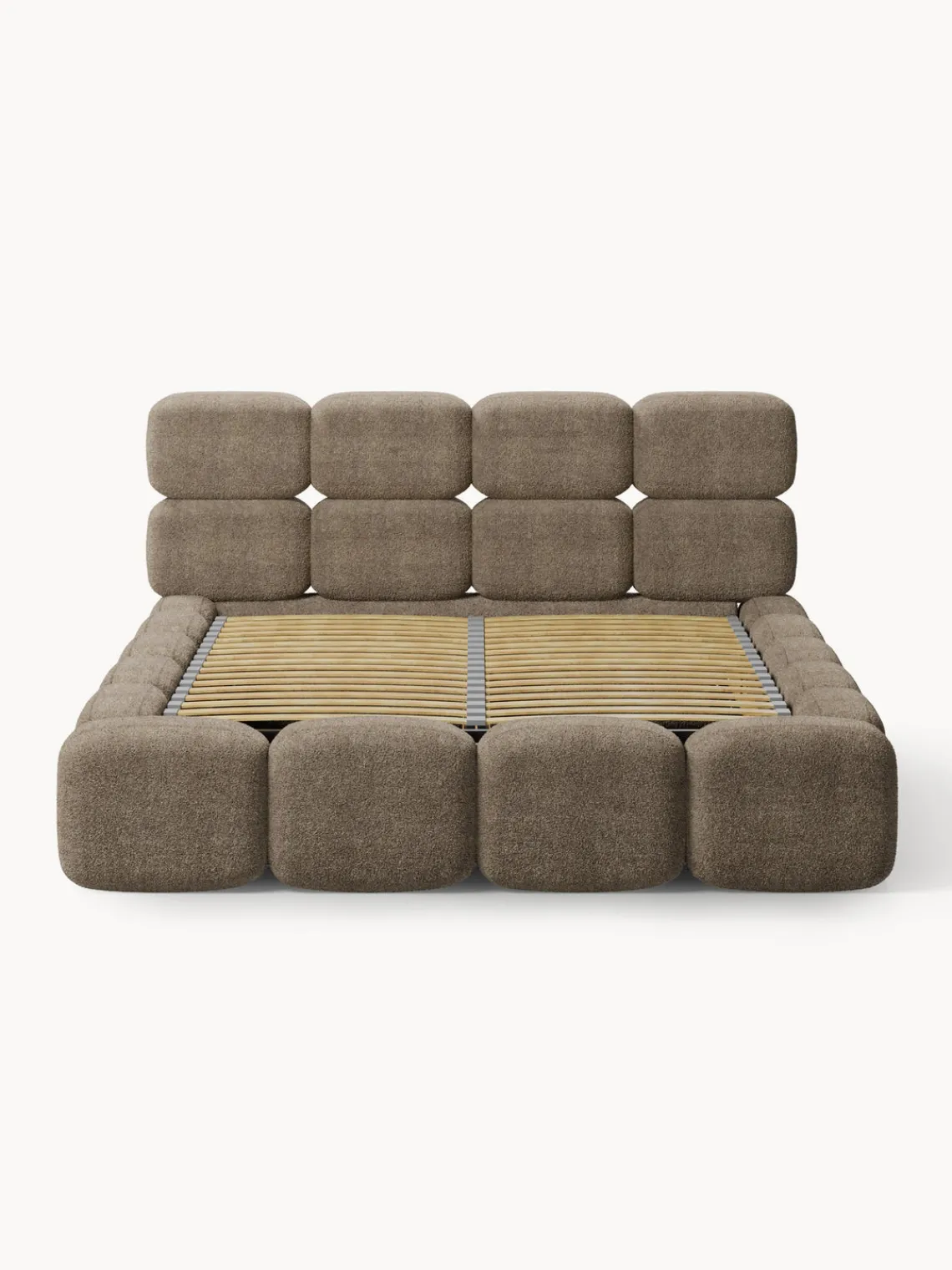 Best Cama tapizada de boreguillo bouclé con espacio de almacenamiento Tayla Camas Tapizadas|Camas