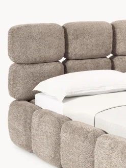 Best Cama tapizada de boreguillo bouclé con espacio de almacenamiento Tayla Camas Tapizadas|Camas