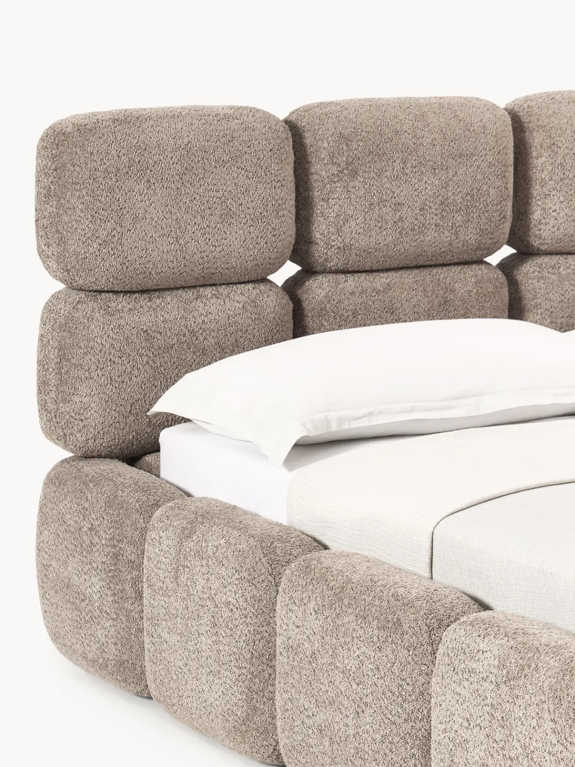 Best Cama tapizada de boreguillo bouclé con espacio de almacenamiento Tayla Camas Tapizadas|Camas