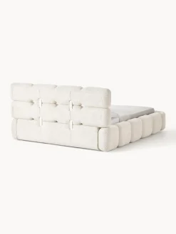 Camas Tapizadas|Camas></noscript>Westwing Collection Cama tapizada de boreguillo bouclé con espacio de almacenamiento Tayla Borreguillo bouclé blanco Off White