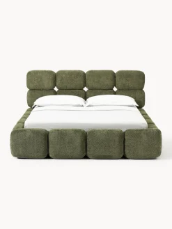 Discount Cama tapizada de boreguillo bouclé con espacio de almacenamiento Tayla Camas Tapizadas|Camas