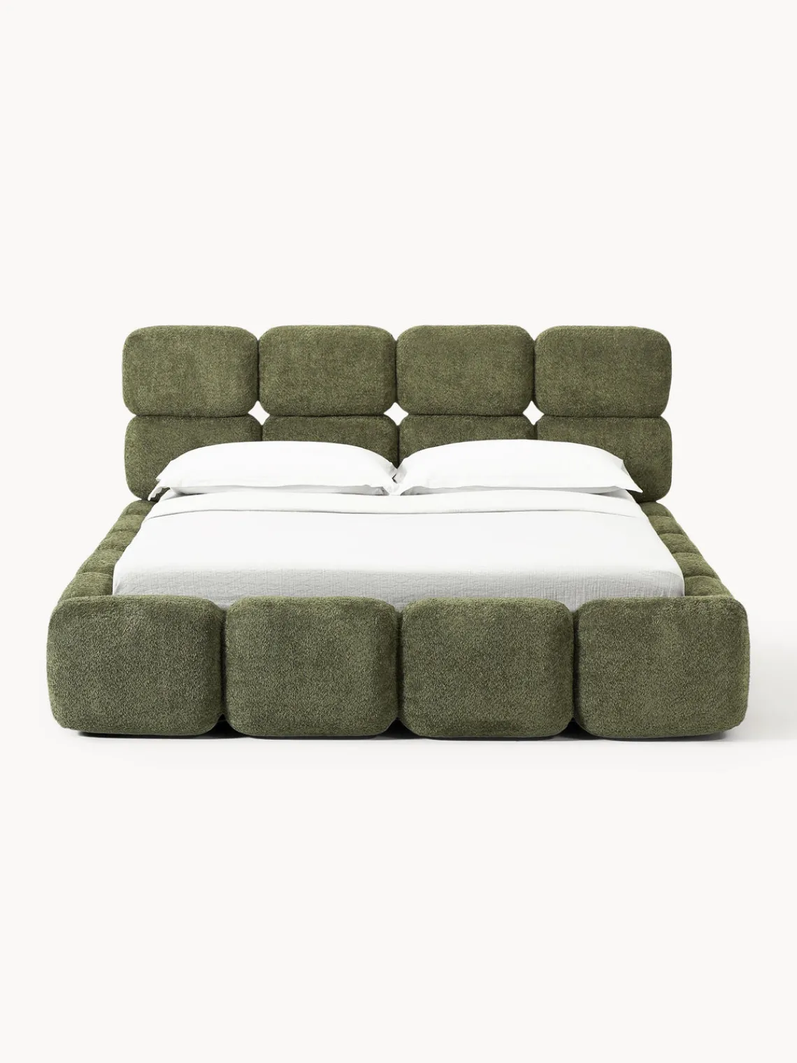 Discount Cama tapizada de boreguillo bouclé con espacio de almacenamiento Tayla Camas Tapizadas|Camas