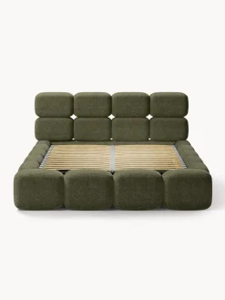 Discount Cama tapizada de boreguillo bouclé con espacio de almacenamiento Tayla Camas Tapizadas|Camas