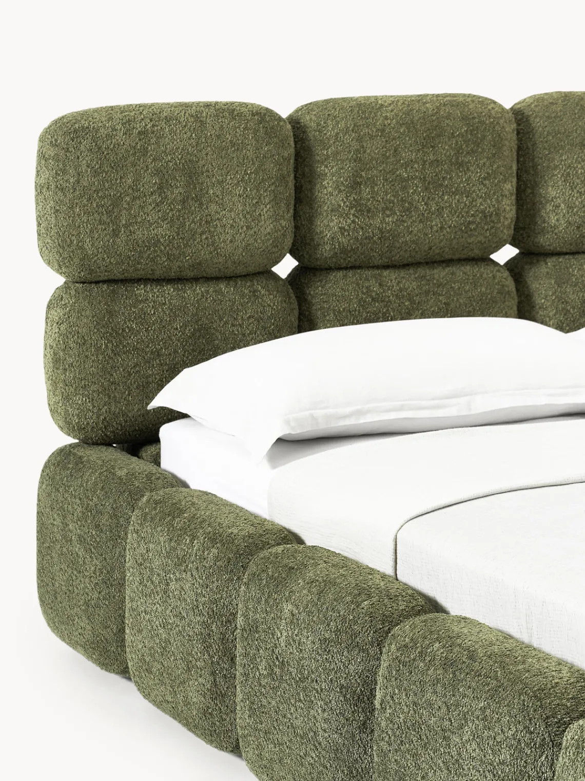 Discount Cama tapizada de boreguillo bouclé con espacio de almacenamiento Tayla Camas Tapizadas|Camas