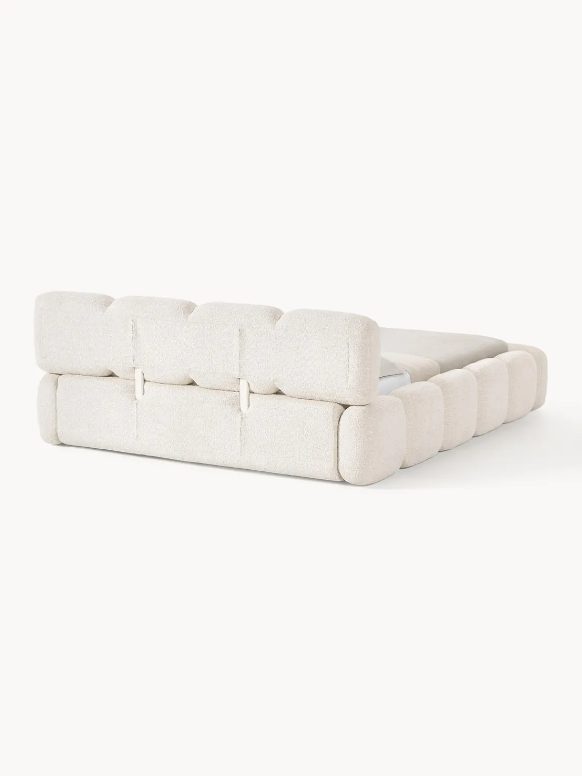 Camas Tapizadas|Camas>Westwing Collection Cama tapizada de boreguillo bouclé con espacio de almacenamiento Tayla Borreguillo bouclé blanco Off White
