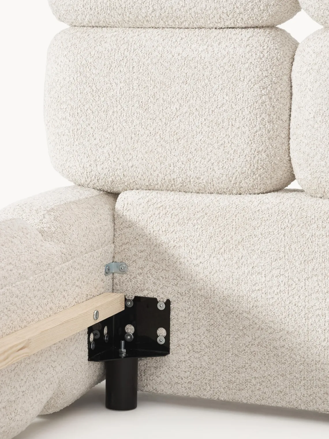 Camas Tapizadas|Camas>Westwing Collection Cama tapizada de borreguillo bouclé Tayla Borreguillo bouclé blanco Off White