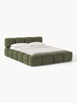 Clearance Cama tapizada de borreguillo bouclé Tayla Camas Tapizadas|Camas