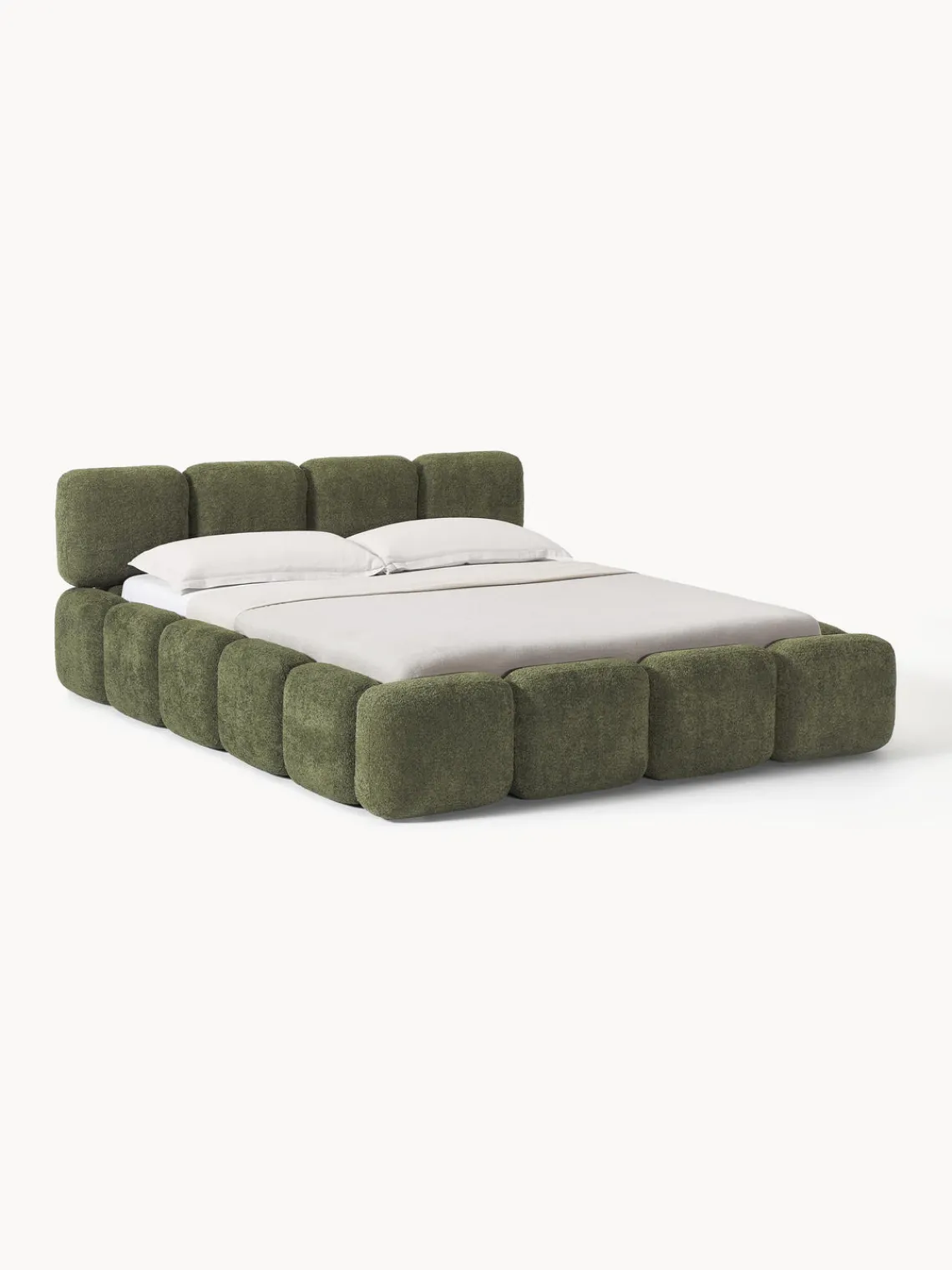 Clearance Cama tapizada de borreguillo bouclé Tayla Camas Tapizadas|Camas