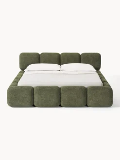 Clearance Cama tapizada de borreguillo bouclé Tayla Camas Tapizadas|Camas