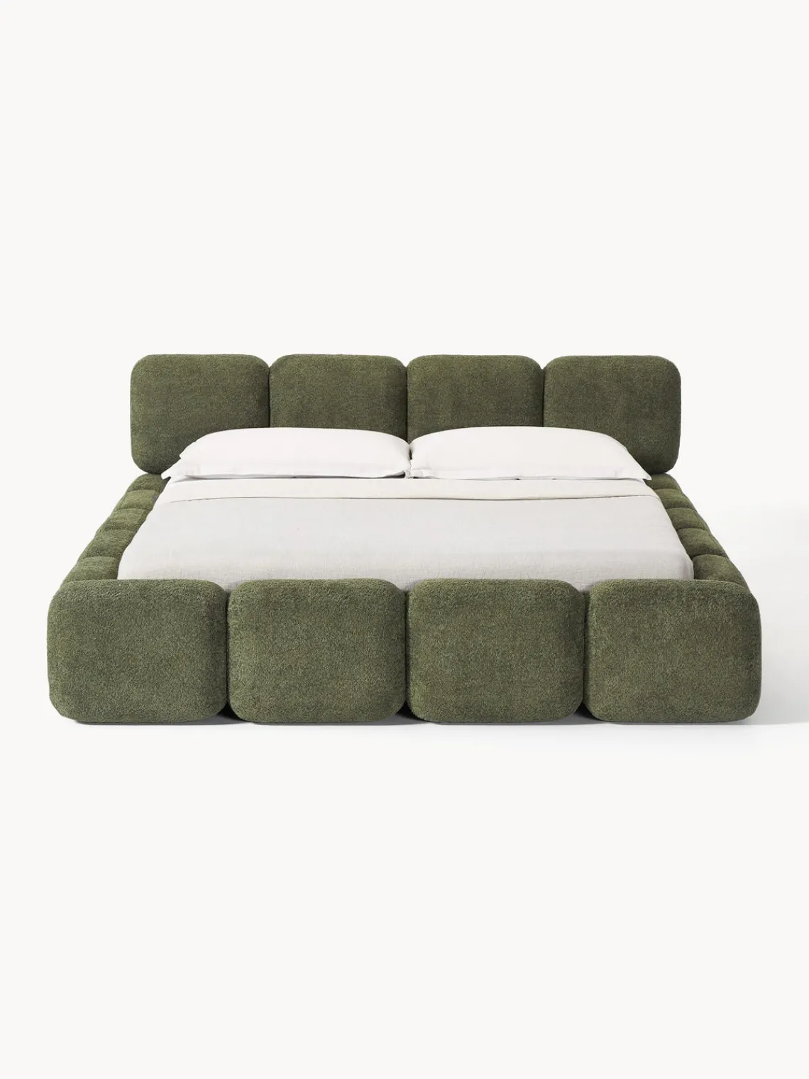 Clearance Cama tapizada de borreguillo bouclé Tayla Camas Tapizadas|Camas