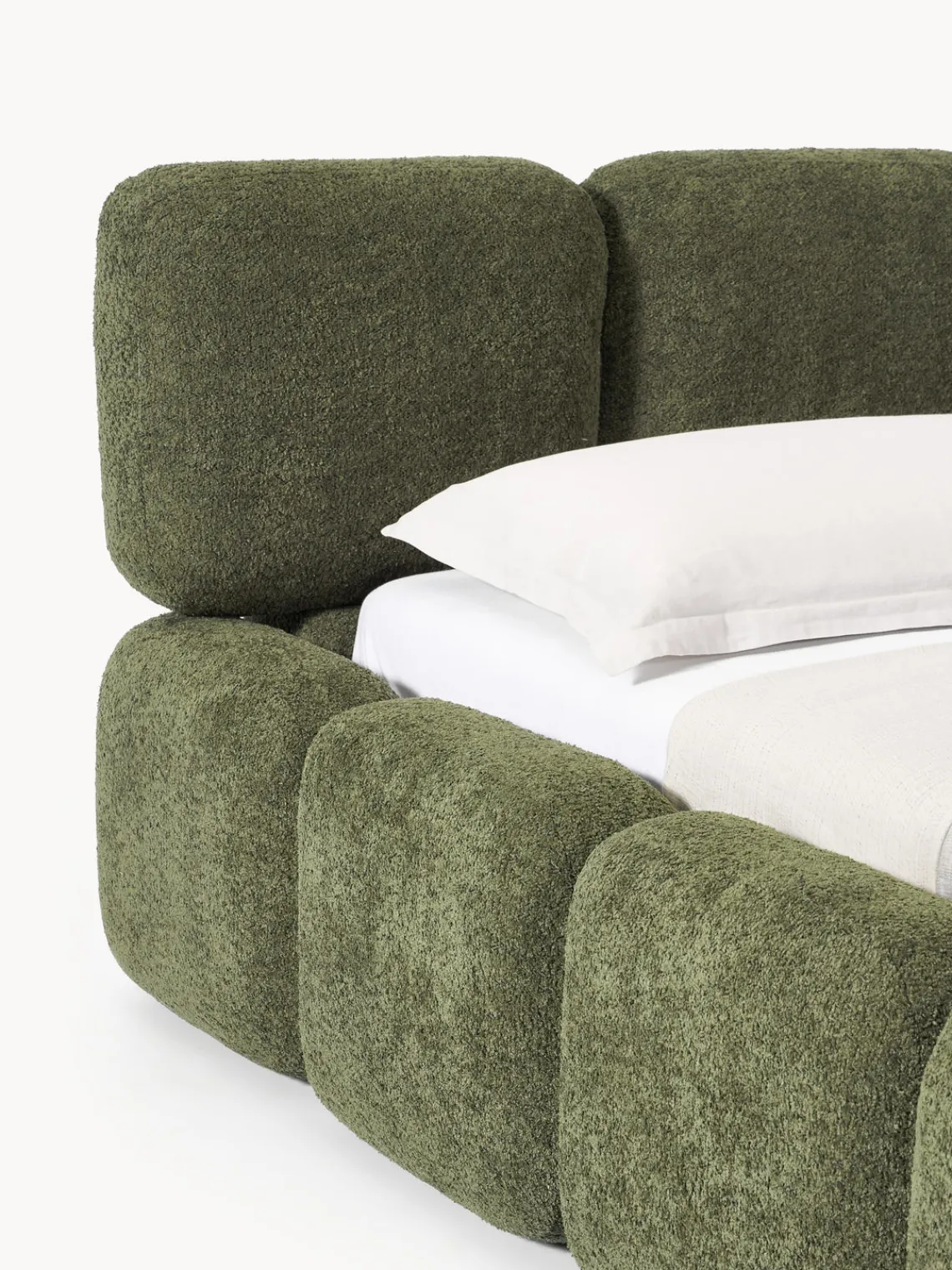 Clearance Cama tapizada de borreguillo bouclé Tayla Camas Tapizadas|Camas