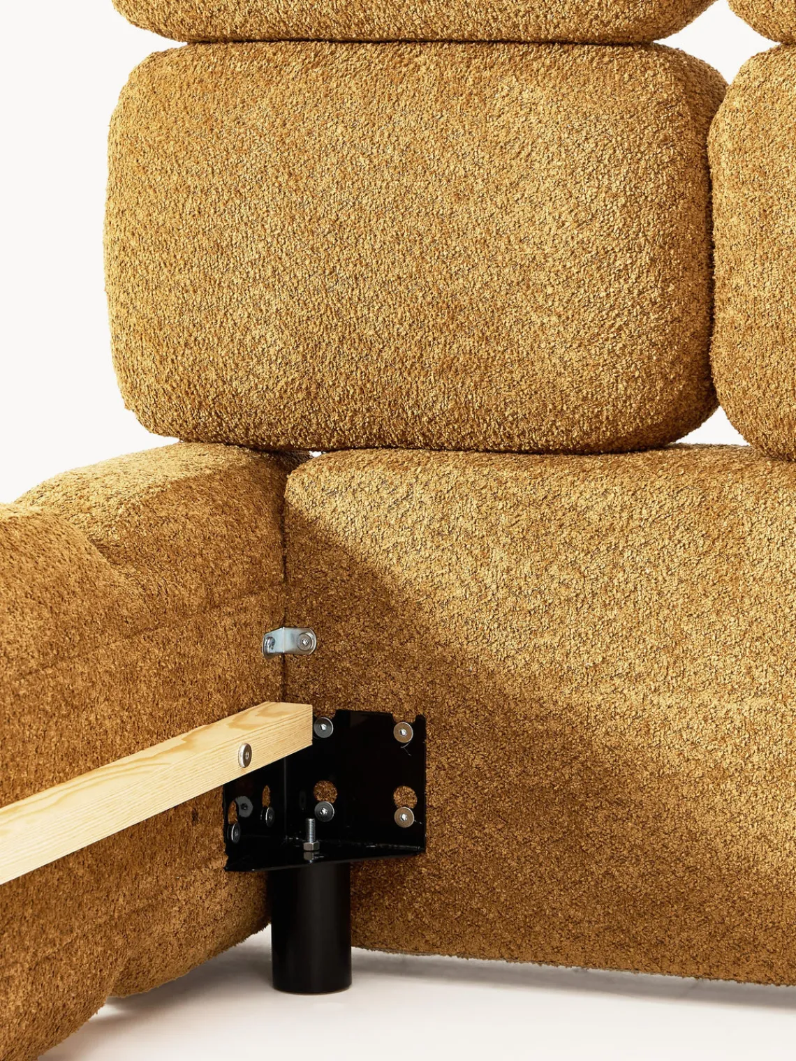 Camas Tapizadas|Camas>Westwing Collection Cama tapizada de borreguillo bouclé Tayla Borreguillo bouclé ocre