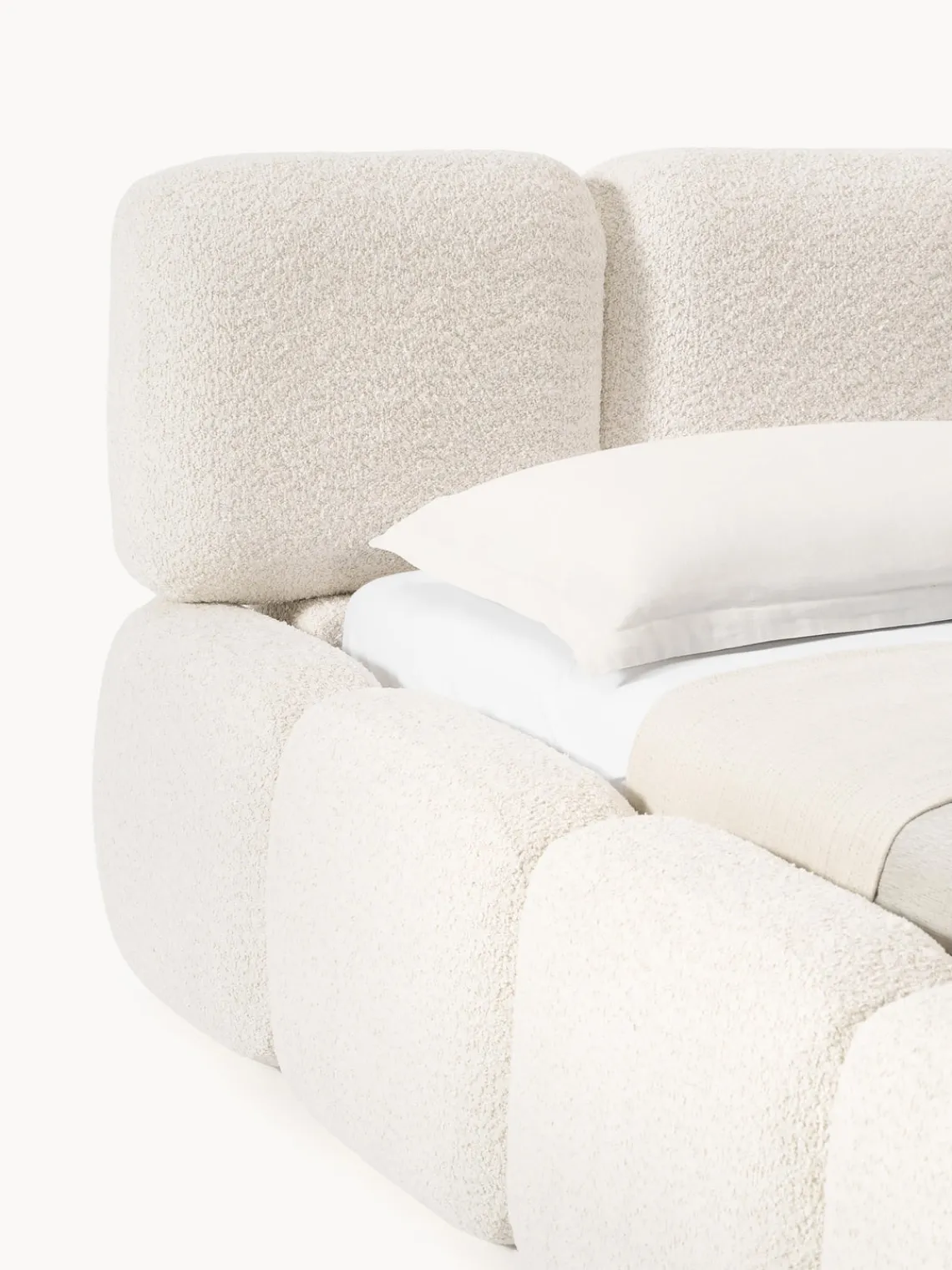 Online Cama tapizada de borreguillo bouclé Tayla Camas Tapizadas|Camas