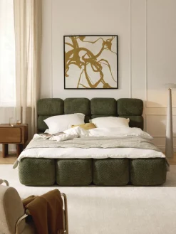 Clearance Cama tapizada de borreguillo bouclé Tayla Camas Tapizadas|Camas