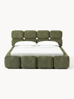 Clearance Cama tapizada de borreguillo bouclé Tayla Camas Tapizadas|Camas