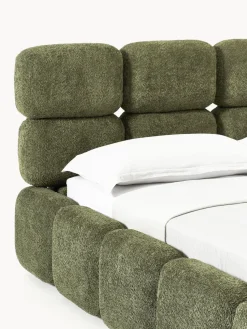 Clearance Cama tapizada de borreguillo bouclé Tayla Camas Tapizadas|Camas