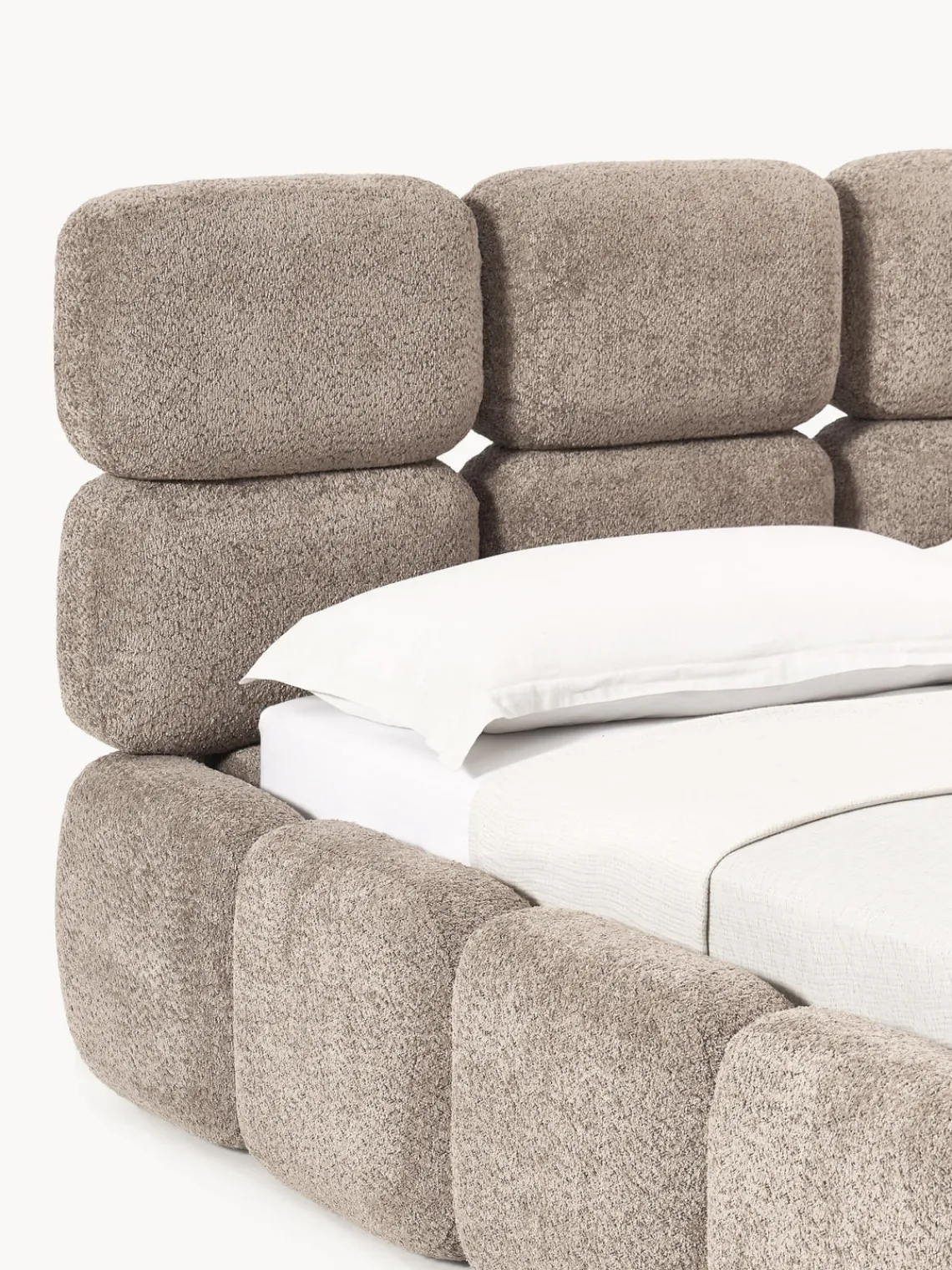 Cama tapizada de borreguillo bouclé Tayla Camas Tapizadas|Camas