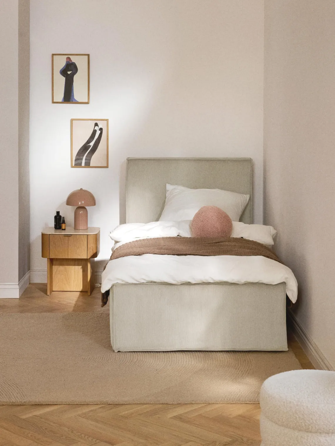 Hot Cama tapizada de pana con espacio de almacenamiento Dream Camas Individuales|Camas Tapizadas