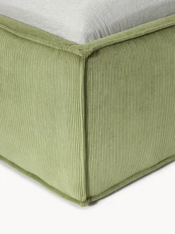 Camas Tapizadas|Camas></noscript>Westwing Collection Cama tapizada de pana con espacio de almacenamiento Dream Pana verde oliva