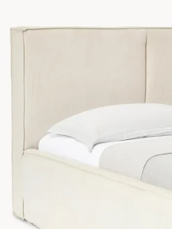 Camas Tapizadas|Camas></noscript>Westwing Collection Cama tapizada de pana con espacio de almacenaje Dream Pana blanco Off White