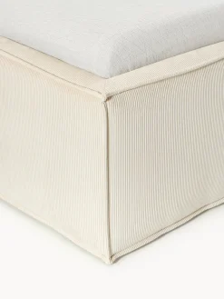 Camas Tapizadas|Camas></noscript>Westwing Collection Cama tapizada de pana con espacio de almacenaje Dream Pana blanco Off White